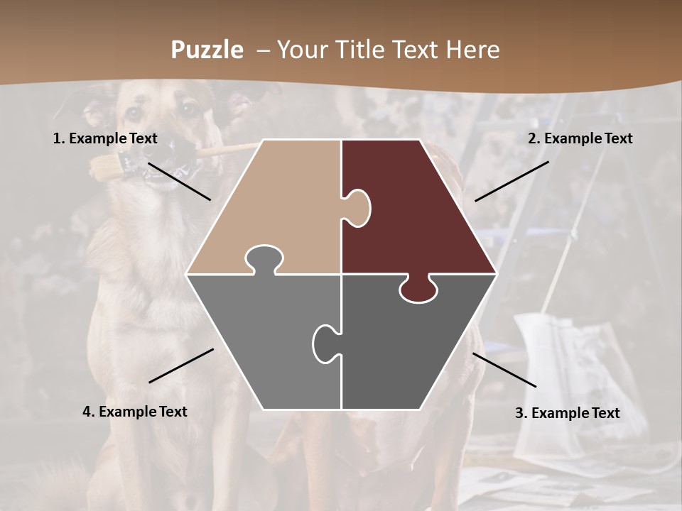 Two Dogs Sitting Next To Each Other In Front Of A Brick Wall PowerPoint Template