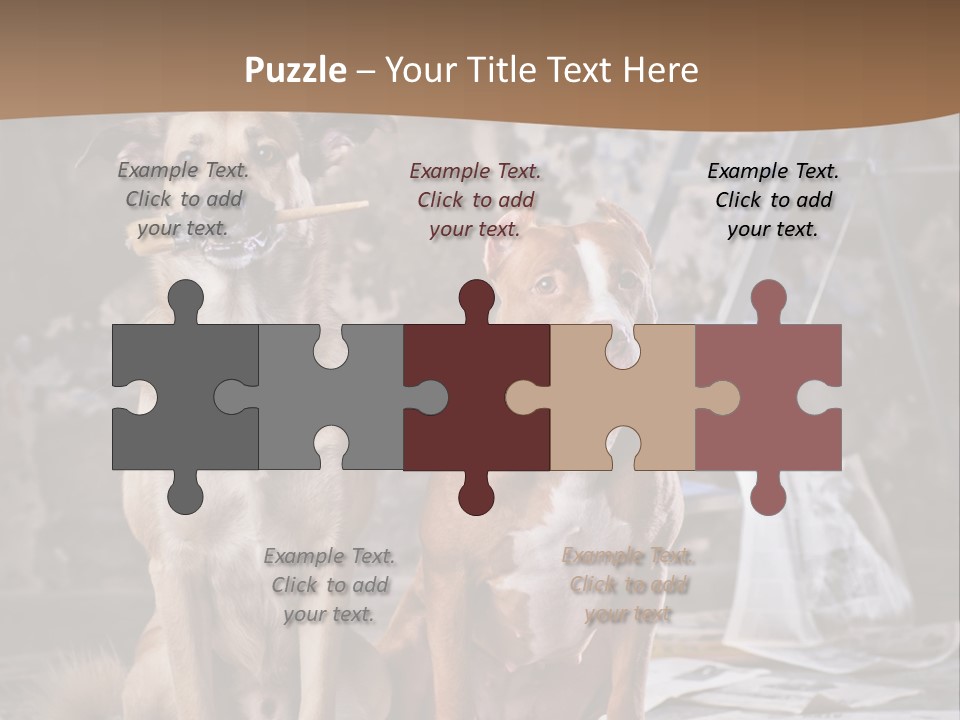 Two Dogs Sitting Next To Each Other In Front Of A Brick Wall PowerPoint Template