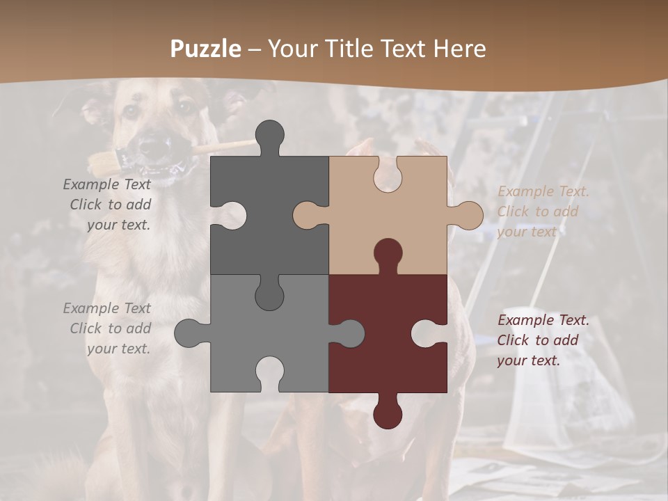 Two Dogs Sitting Next To Each Other In Front Of A Brick Wall PowerPoint Template