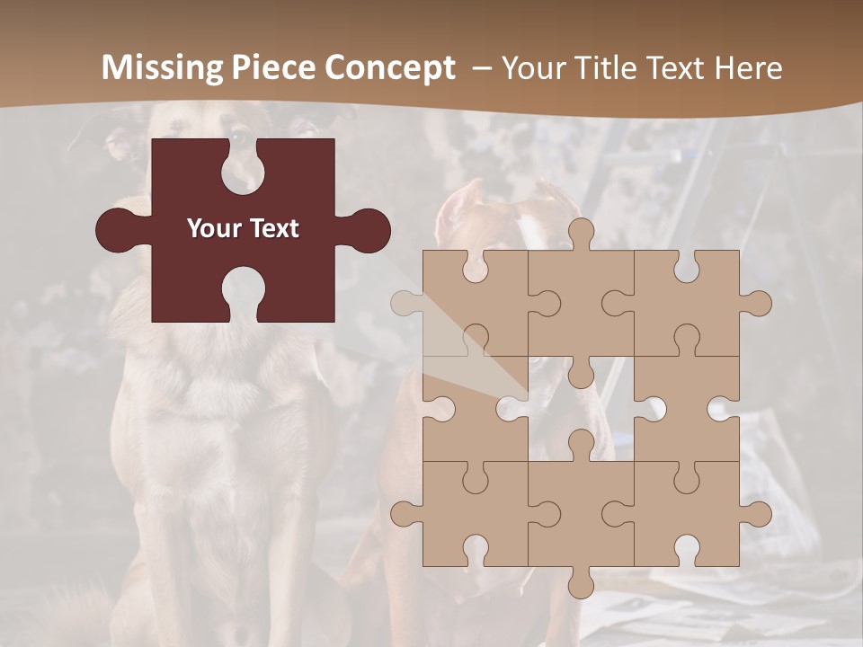 Two Dogs Sitting Next To Each Other In Front Of A Brick Wall PowerPoint Template