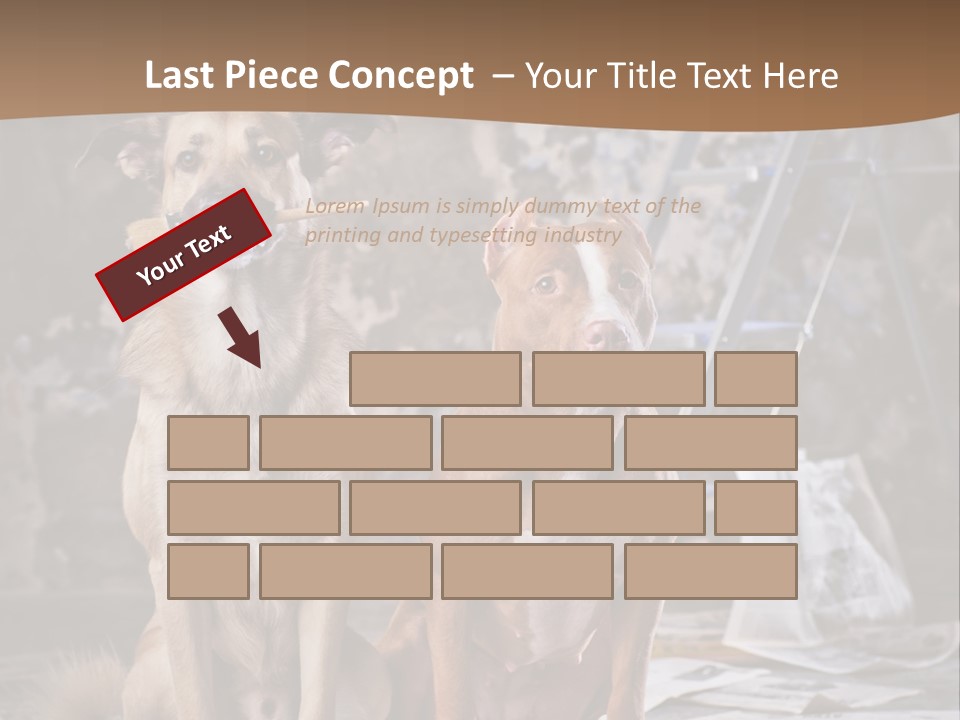 Two Dogs Sitting Next To Each Other In Front Of A Brick Wall PowerPoint Template