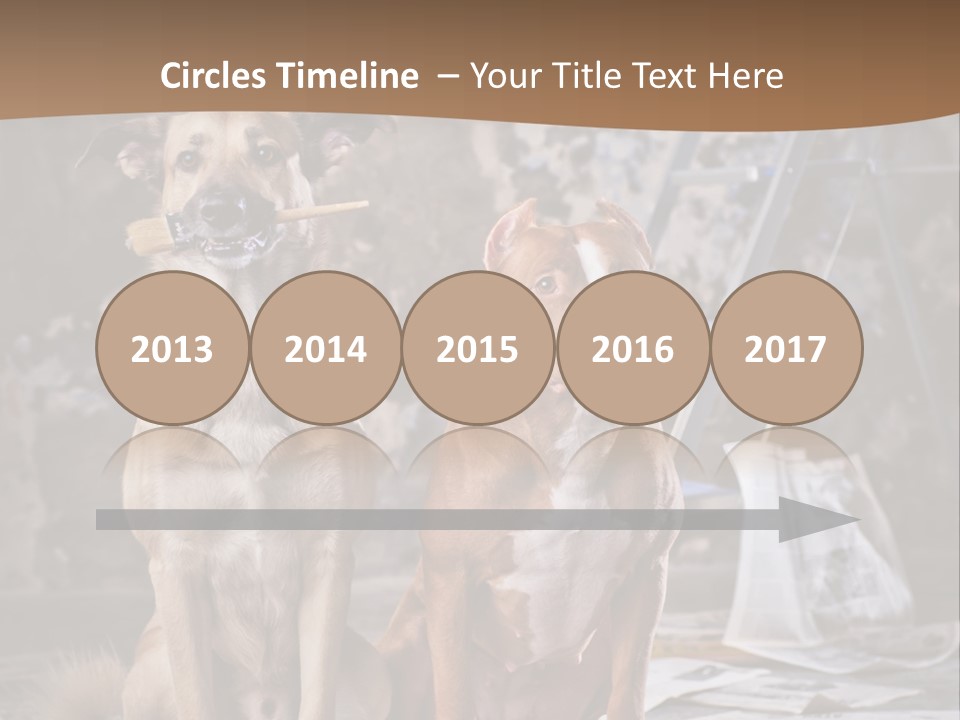 Two Dogs Sitting Next To Each Other In Front Of A Brick Wall PowerPoint Template