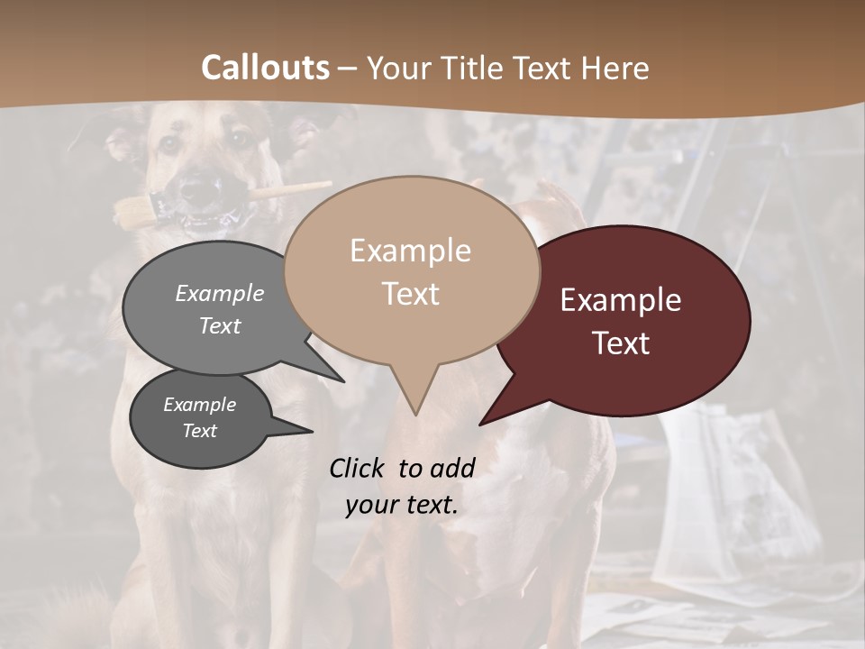 Two Dogs Sitting Next To Each Other In Front Of A Brick Wall PowerPoint Template