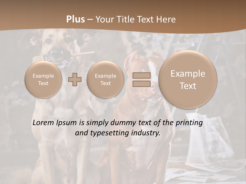 Two Dogs Sitting Next To Each Other In Front Of A Brick Wall PowerPoint Template
