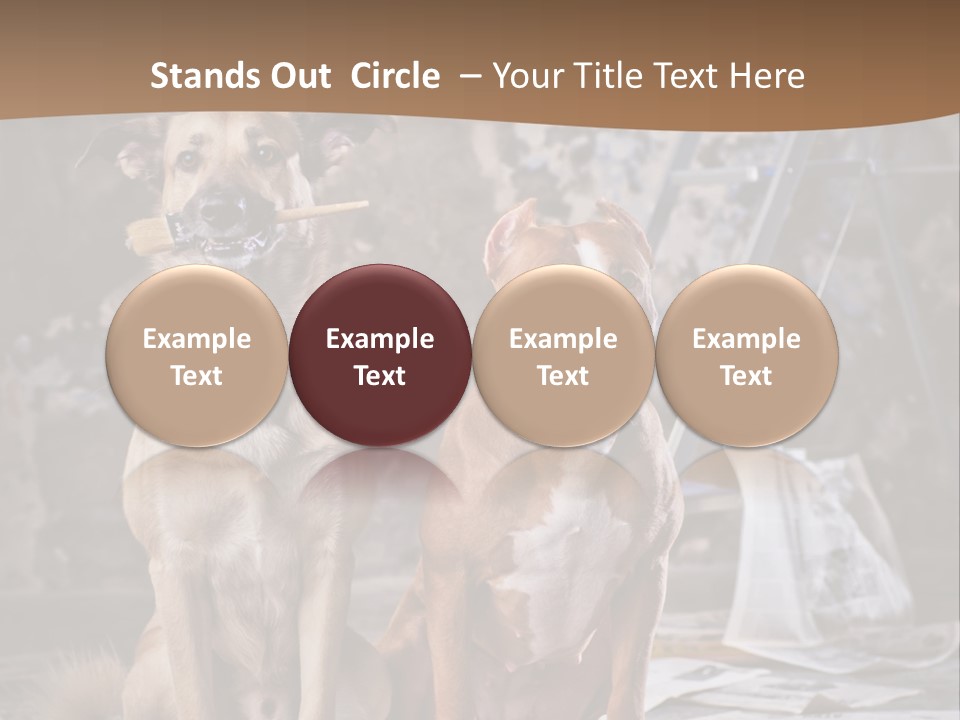 Two Dogs Sitting Next To Each Other In Front Of A Brick Wall PowerPoint Template