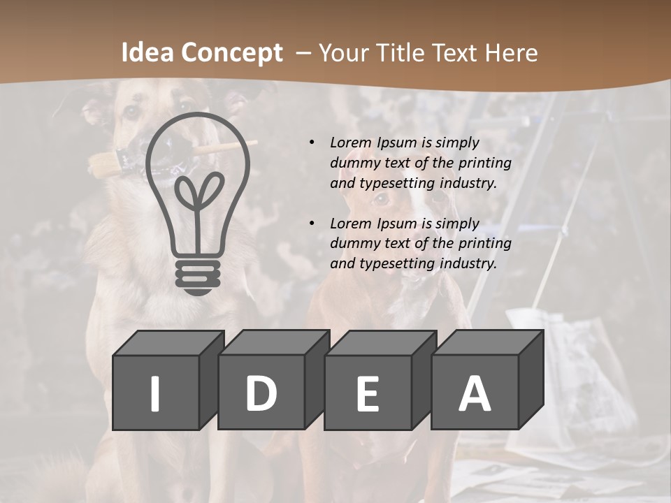 Two Dogs Sitting Next To Each Other In Front Of A Brick Wall PowerPoint Template