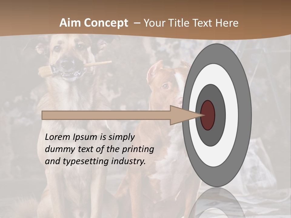 Two Dogs Sitting Next To Each Other In Front Of A Brick Wall PowerPoint Template