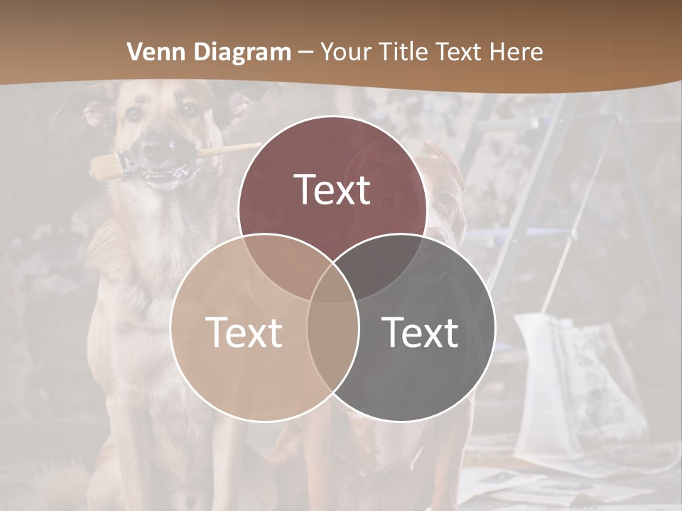Two Dogs Sitting Next To Each Other In Front Of A Brick Wall PowerPoint Template