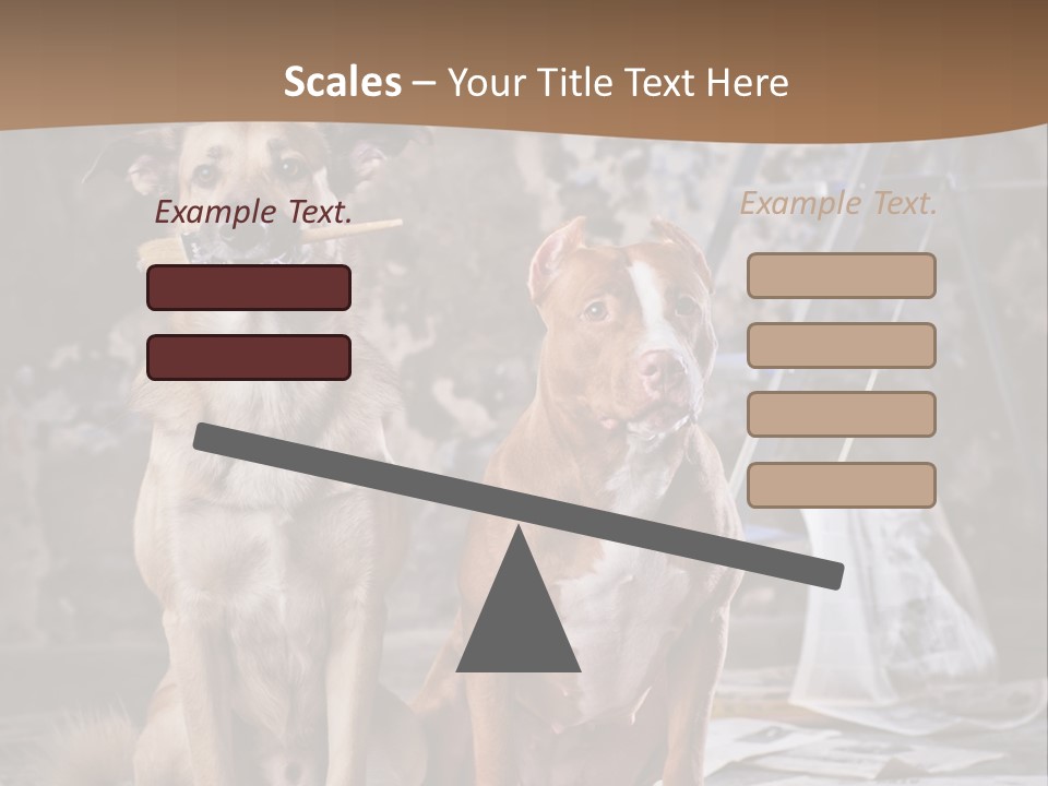 Two Dogs Sitting Next To Each Other In Front Of A Brick Wall PowerPoint Template