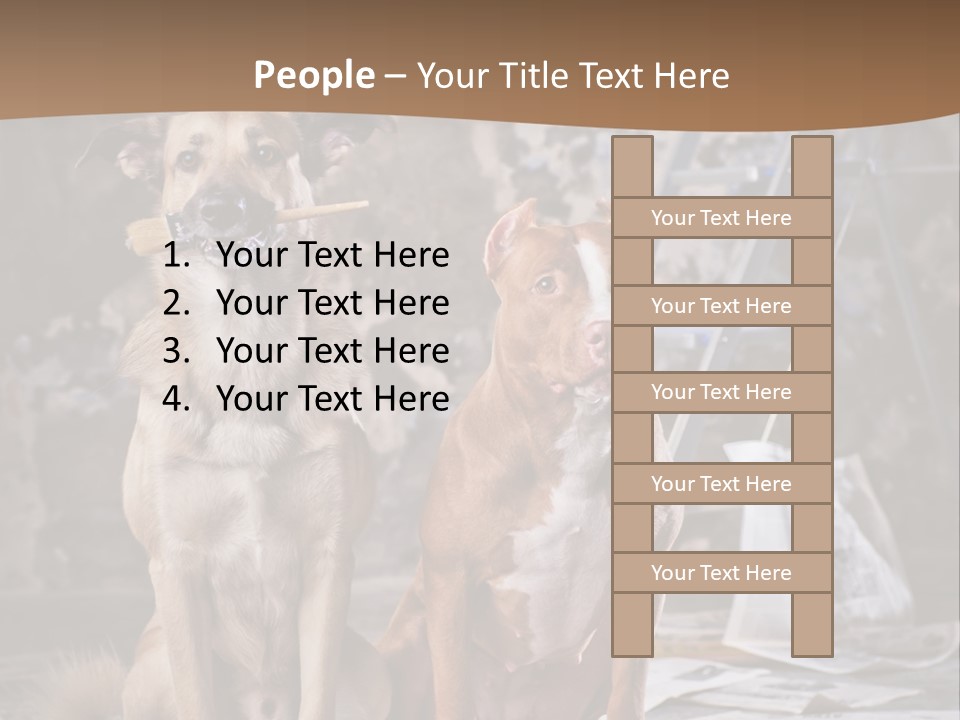 Two Dogs Sitting Next To Each Other In Front Of A Brick Wall PowerPoint Template