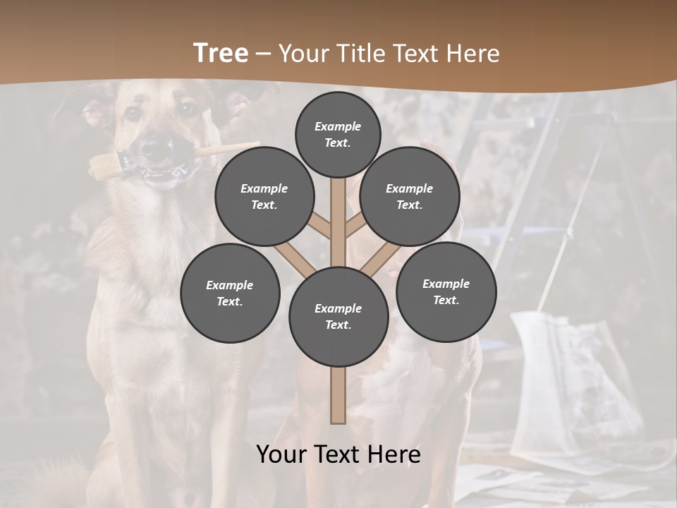 Two Dogs Sitting Next To Each Other In Front Of A Brick Wall PowerPoint Template