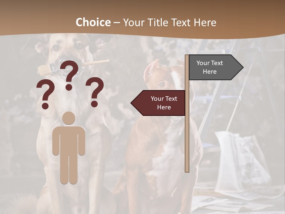 Two Dogs Sitting Next To Each Other In Front Of A Brick Wall PowerPoint Template