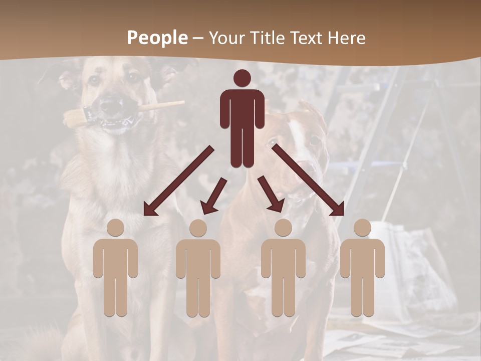 Two Dogs Sitting Next To Each Other In Front Of A Brick Wall PowerPoint Template