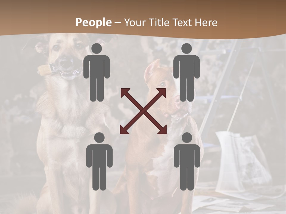 Two Dogs Sitting Next To Each Other In Front Of A Brick Wall PowerPoint Template