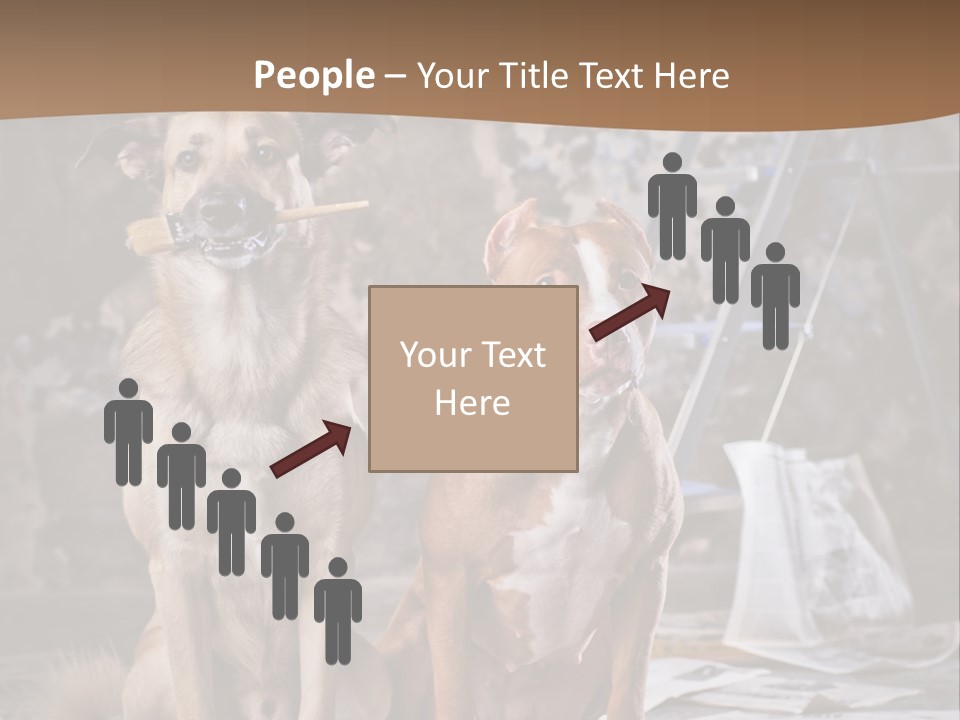 Two Dogs Sitting Next To Each Other In Front Of A Brick Wall PowerPoint Template