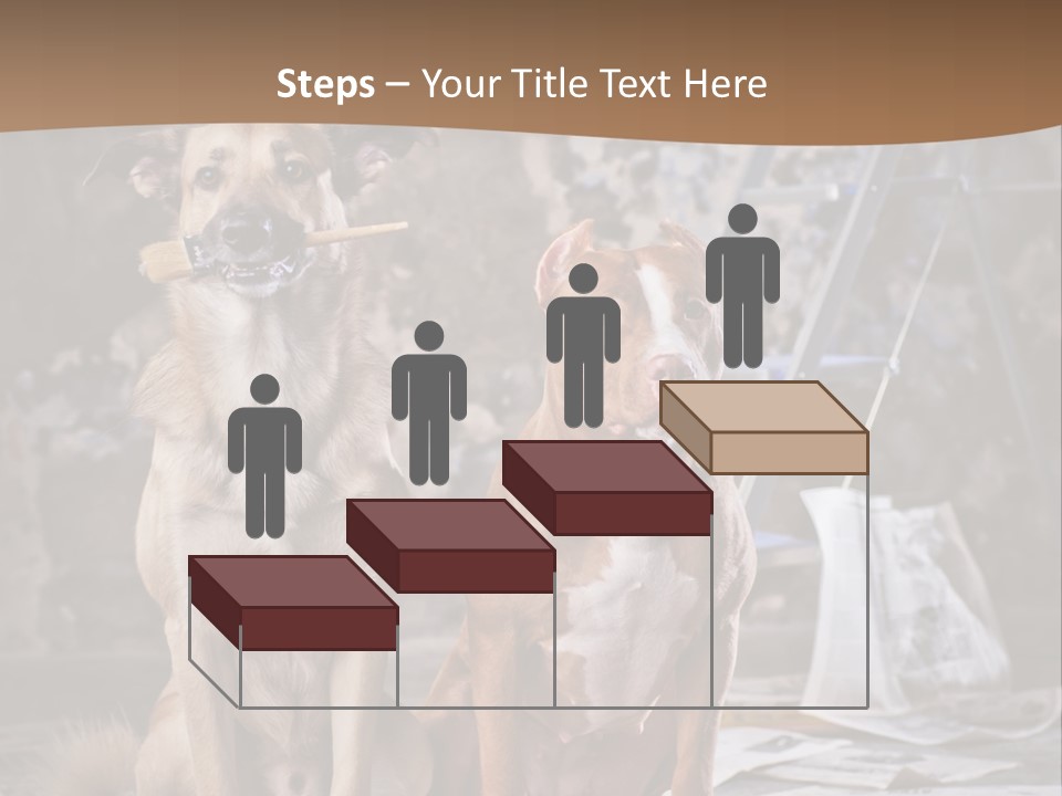 Two Dogs Sitting Next To Each Other In Front Of A Brick Wall PowerPoint Template