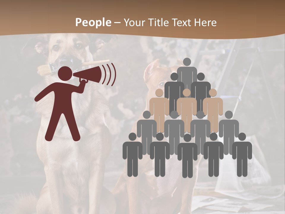 Two Dogs Sitting Next To Each Other In Front Of A Brick Wall PowerPoint Template