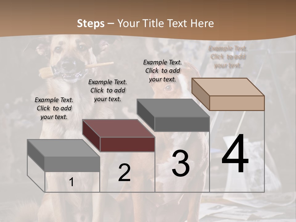 Two Dogs Sitting Next To Each Other In Front Of A Brick Wall PowerPoint Template