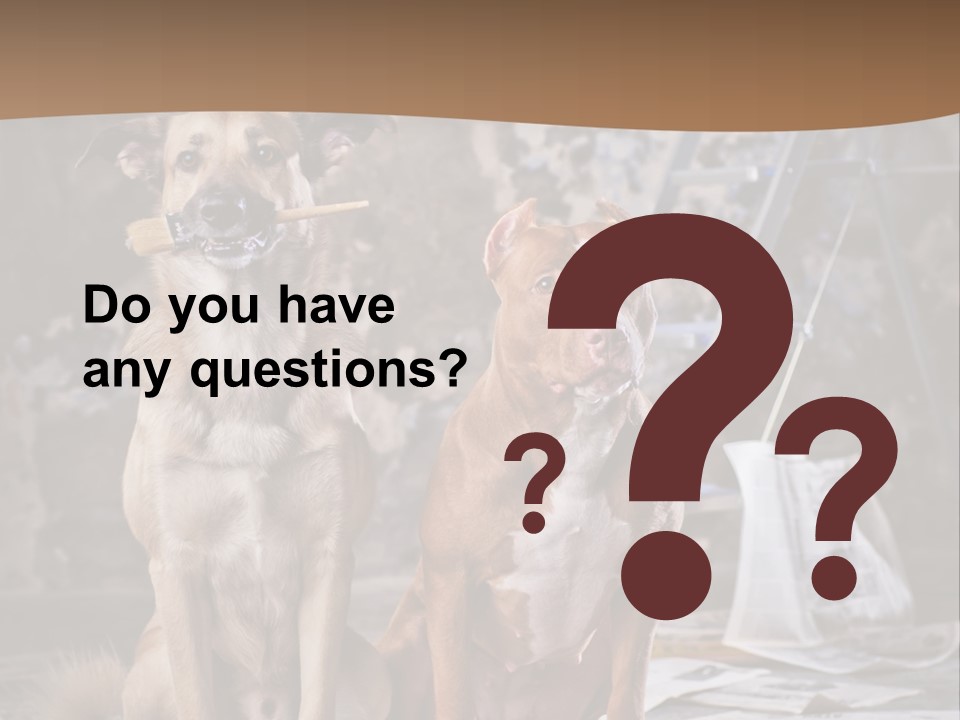 Two Dogs Sitting Next To Each Other In Front Of A Brick Wall PowerPoint Template