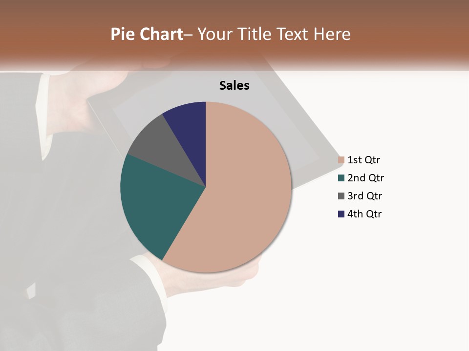 A Person In A Suit Holding A Tablet Computer PowerPoint Template