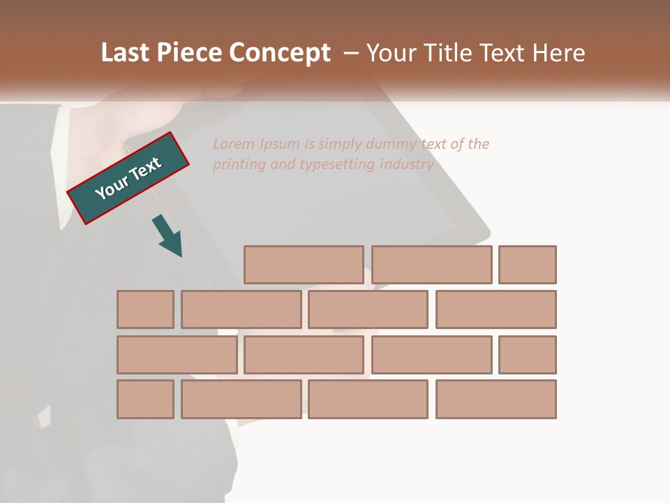 A Person In A Suit Holding A Tablet Computer PowerPoint Template