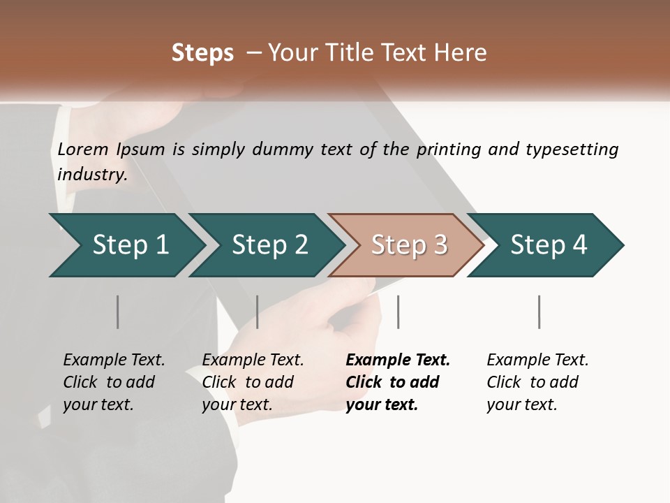 A Person In A Suit Holding A Tablet Computer PowerPoint Template