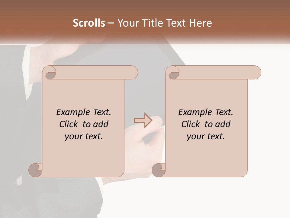 A Person In A Suit Holding A Tablet Computer PowerPoint Template