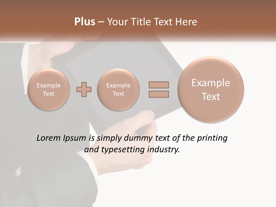 A Person In A Suit Holding A Tablet Computer PowerPoint Template