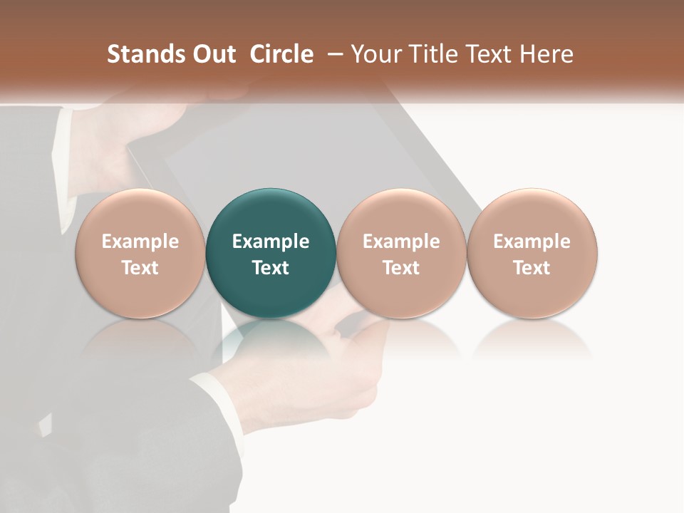 A Person In A Suit Holding A Tablet Computer PowerPoint Template