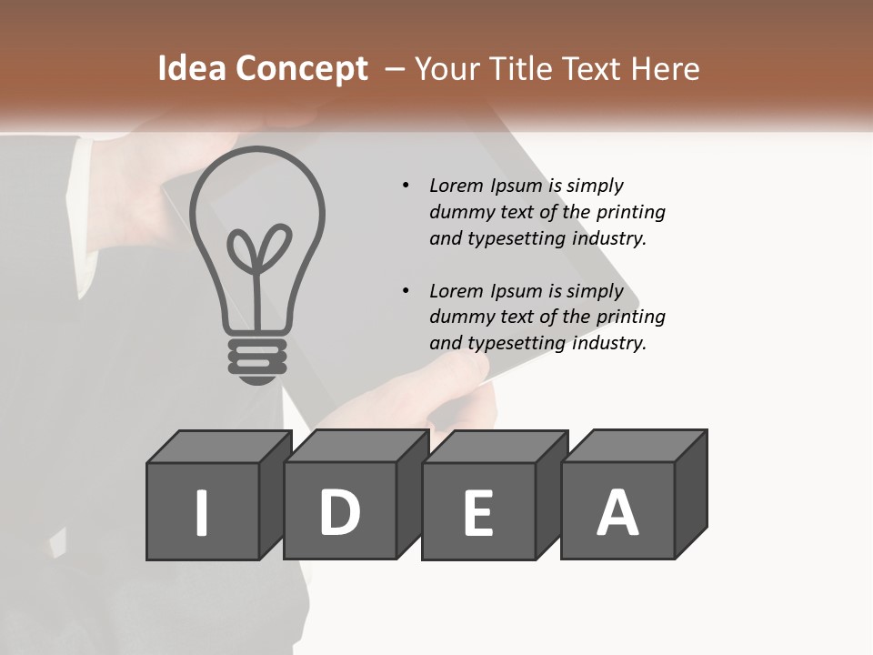 A Person In A Suit Holding A Tablet Computer PowerPoint Template