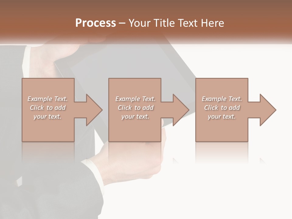 A Person In A Suit Holding A Tablet Computer PowerPoint Template