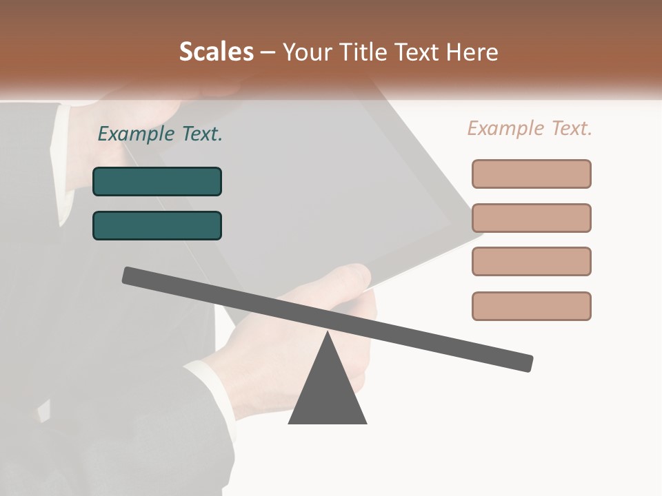 A Person In A Suit Holding A Tablet Computer PowerPoint Template