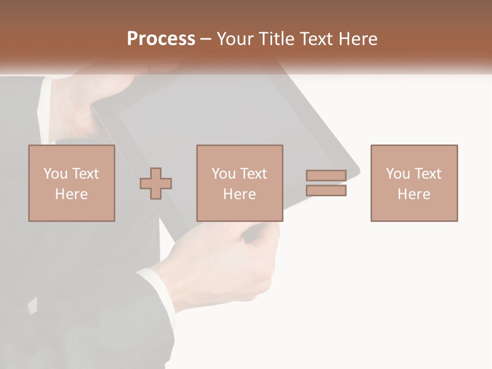 A Person In A Suit Holding A Tablet Computer PowerPoint Template