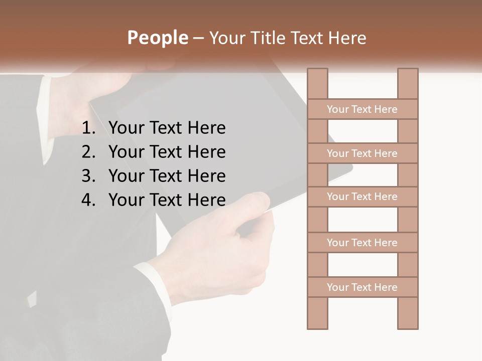 A Person In A Suit Holding A Tablet Computer PowerPoint Template