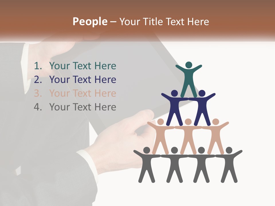 A Person In A Suit Holding A Tablet Computer PowerPoint Template