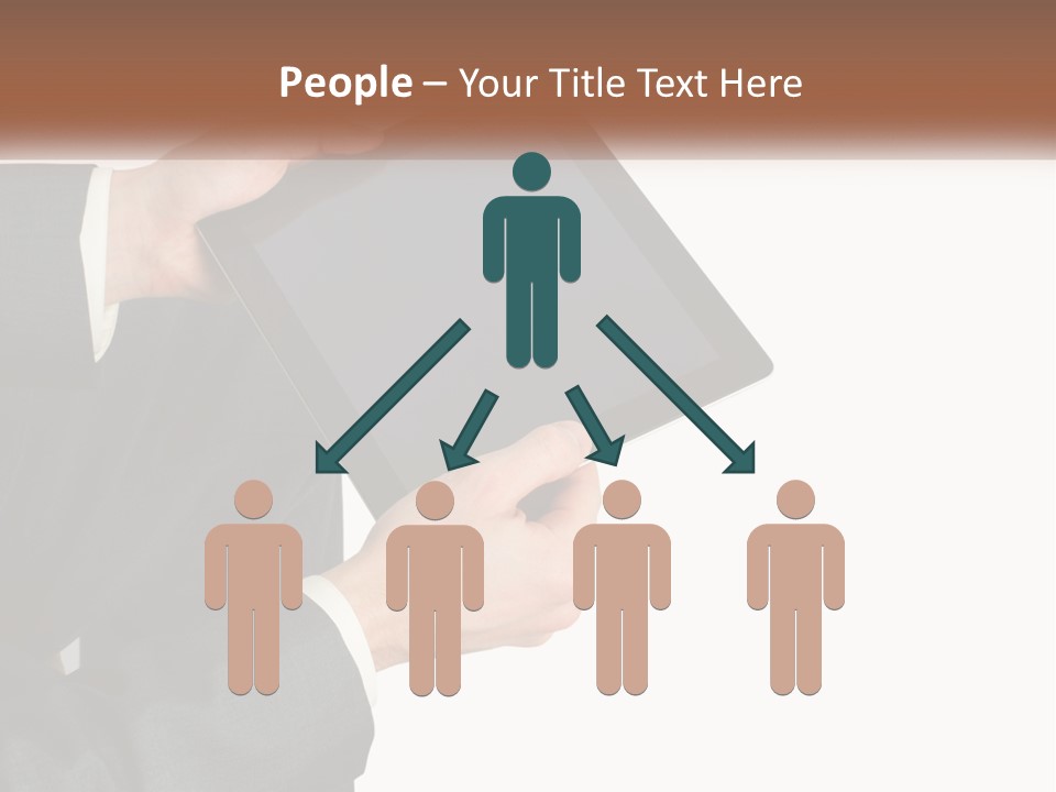 A Person In A Suit Holding A Tablet Computer PowerPoint Template