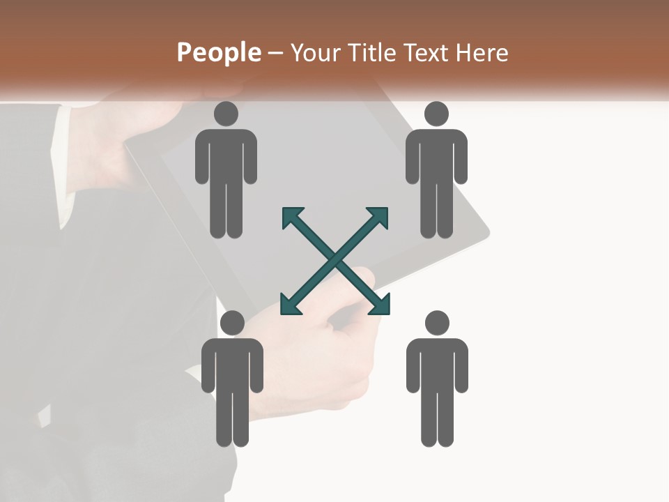 A Person In A Suit Holding A Tablet Computer PowerPoint Template