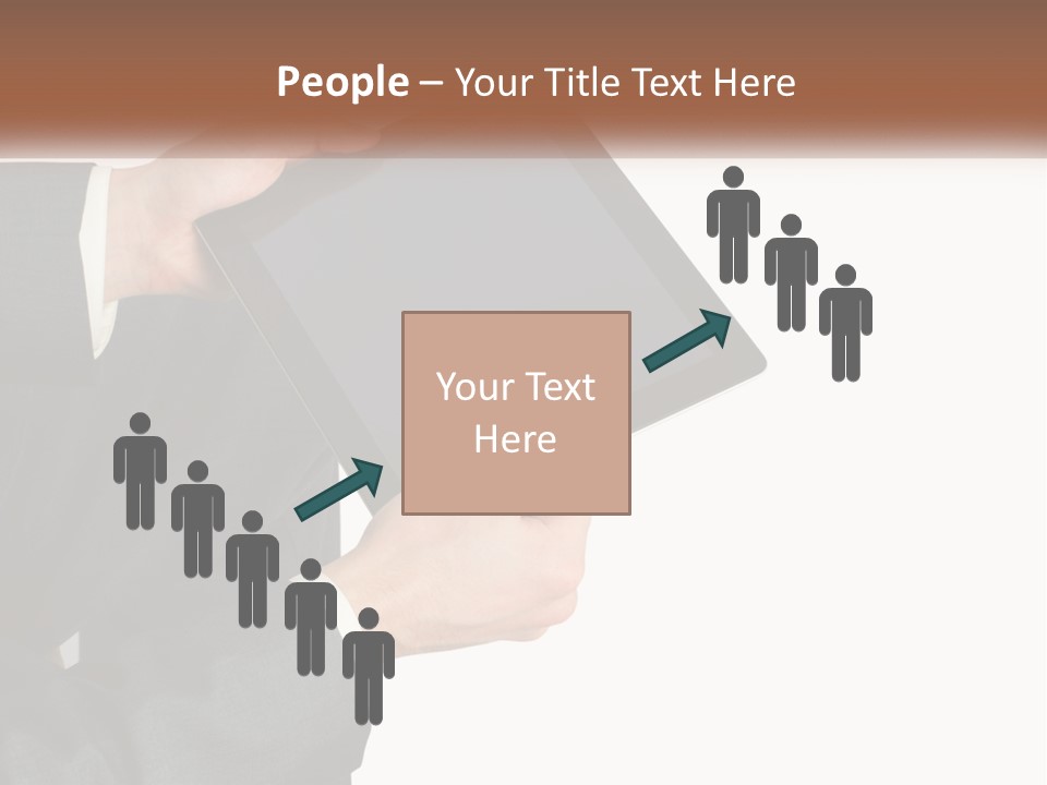 A Person In A Suit Holding A Tablet Computer PowerPoint Template