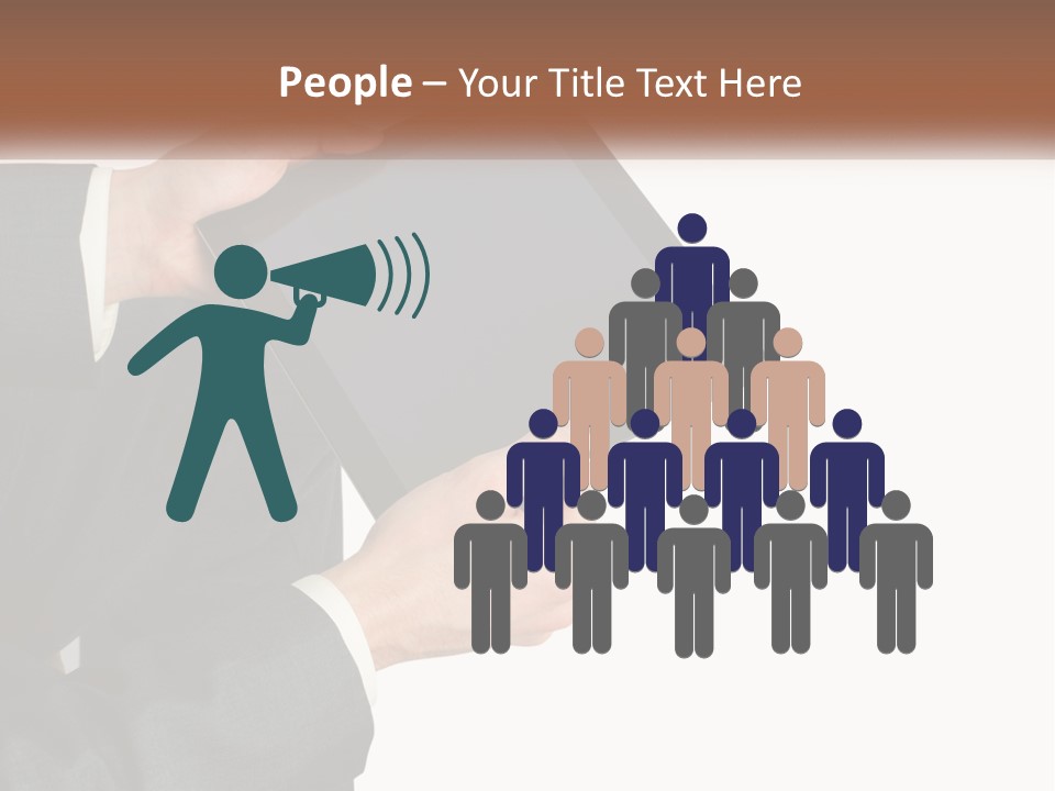 A Person In A Suit Holding A Tablet Computer PowerPoint Template