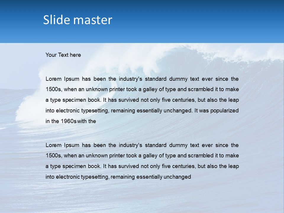 A Large Blue Wave In The Ocean With A Sky Background PowerPoint Template