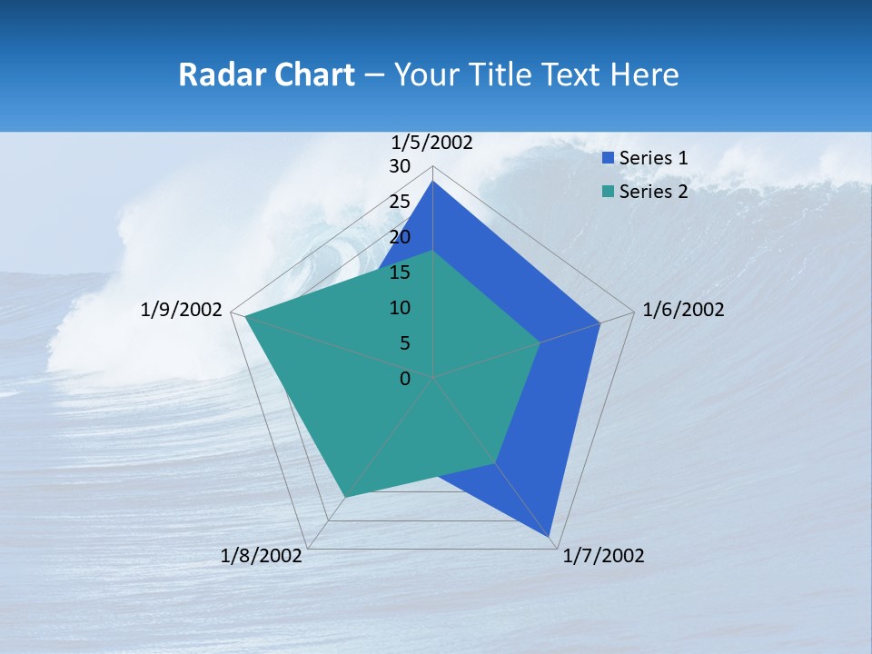 A Large Blue Wave In The Ocean With A Sky Background PowerPoint Template