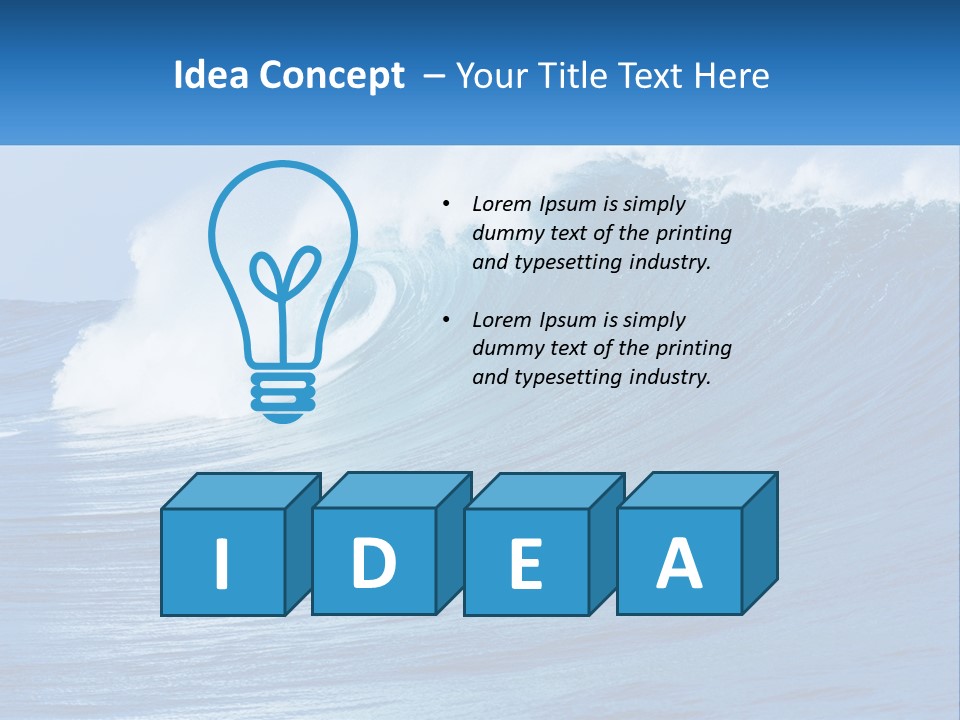 A Large Blue Wave In The Ocean With A Sky Background PowerPoint Template
