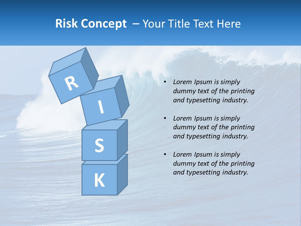 A Large Blue Wave In The Ocean With A Sky Background PowerPoint Template