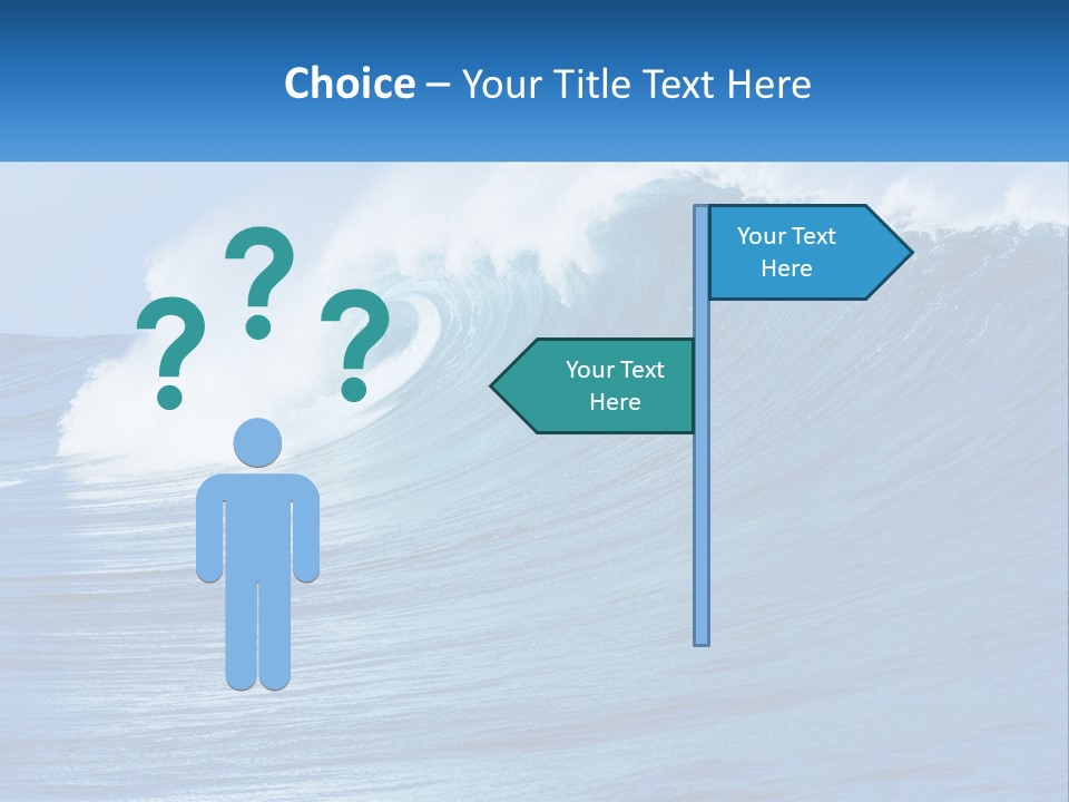 A Large Blue Wave In The Ocean With A Sky Background PowerPoint Template