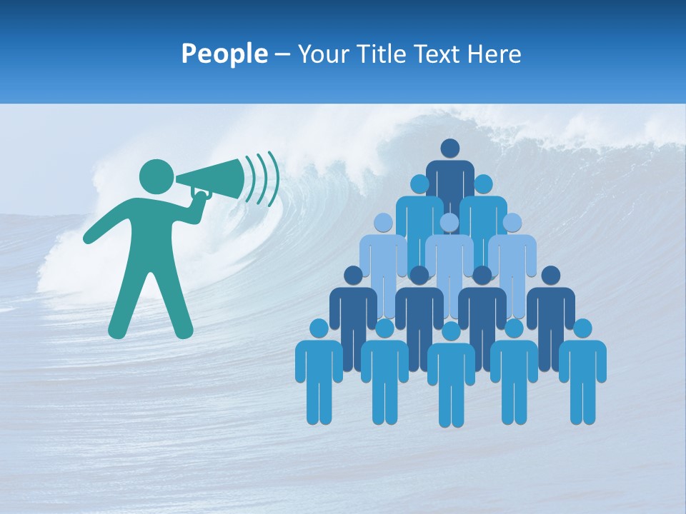 A Large Blue Wave In The Ocean With A Sky Background PowerPoint Template