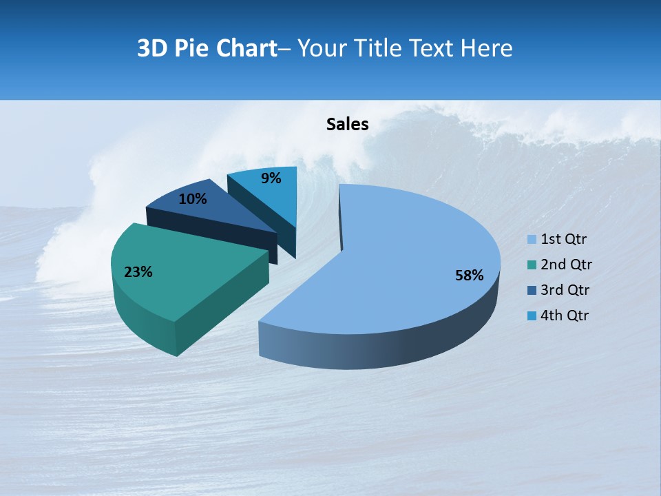 A Large Blue Wave In The Ocean With A Sky Background PowerPoint Template