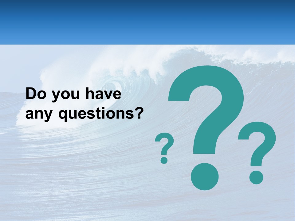 A Large Blue Wave In The Ocean With A Sky Background PowerPoint Template