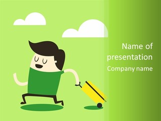 A Man Is Running With A Suitcase In His Hand PowerPoint Template