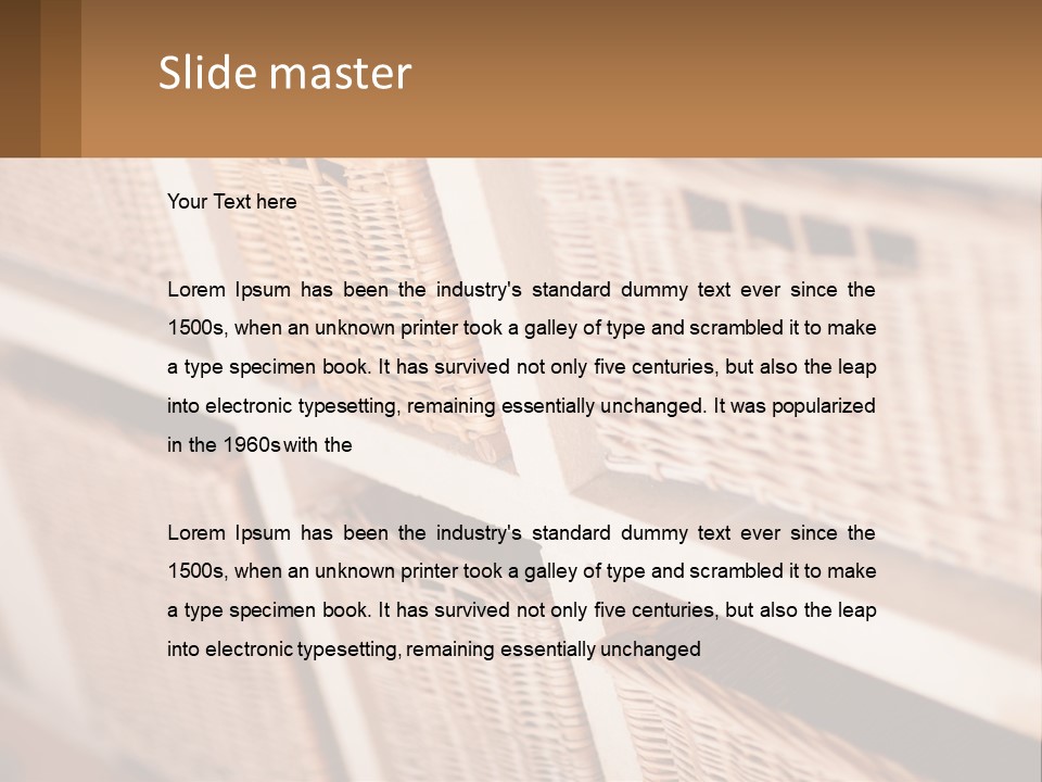 Wicker Baskets Are Lined Up On A Wall PowerPoint Template