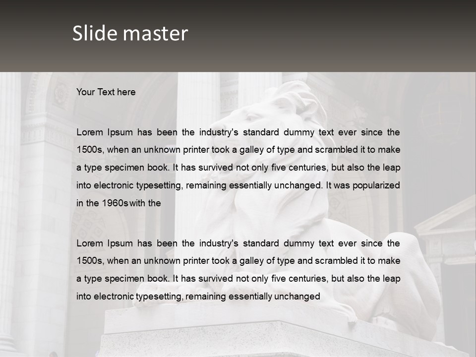 A Statue Of A Lion In Front Of A Building PowerPoint Template